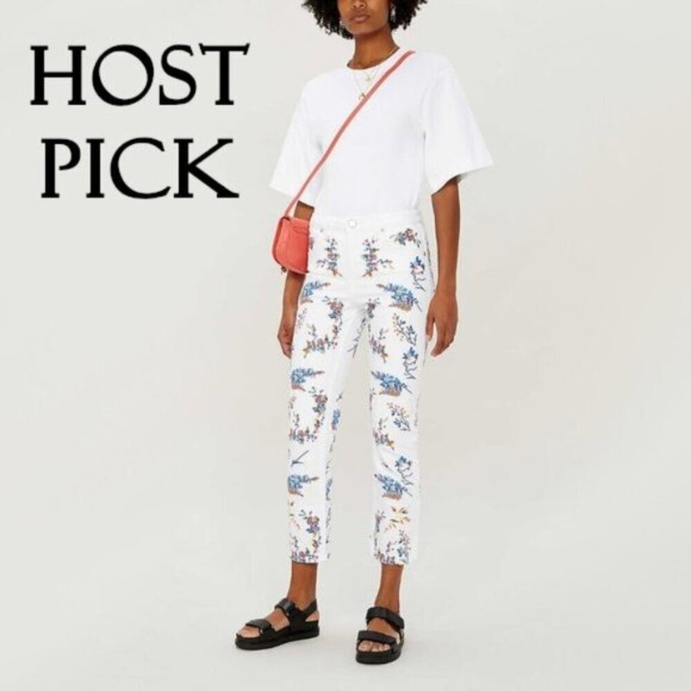 NWT Maje white  &  floral embroidered mid rise jeans, FR36 (S or 26)